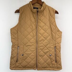 Fuinloth size Large Women’s Tan Lightweight Full Zip Quilted Vest